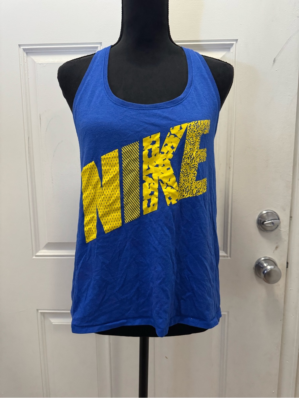 Nike Royal Blue Tank Top with Yellow NIKE Graphic 0188